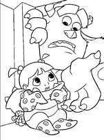 coloriage le monstre rassure la fillette